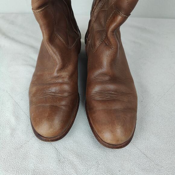 Burberry‎ Quilted Leather Riding Boots Womens 38 8 Tan Brown Preppy Western - Picture 4 of 10